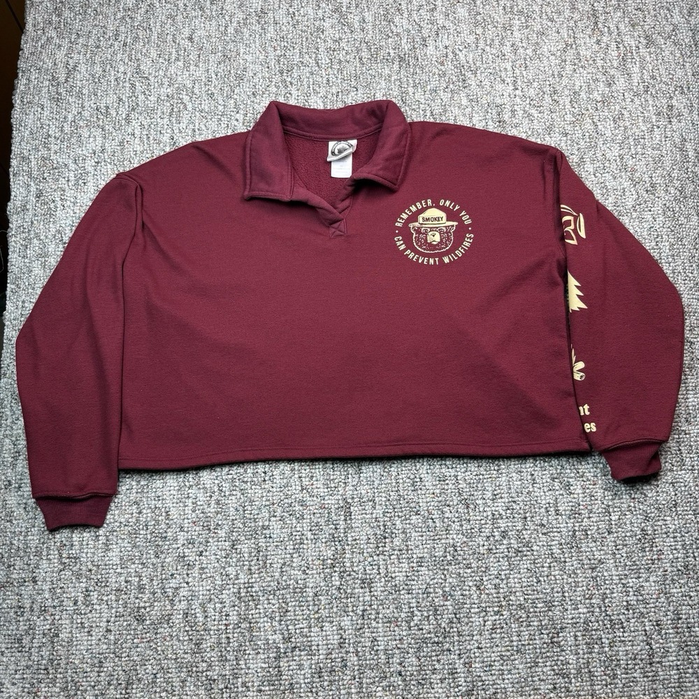 Smokey Bear Official Licensed Sweater Womens Small Forest Fire Protection Red